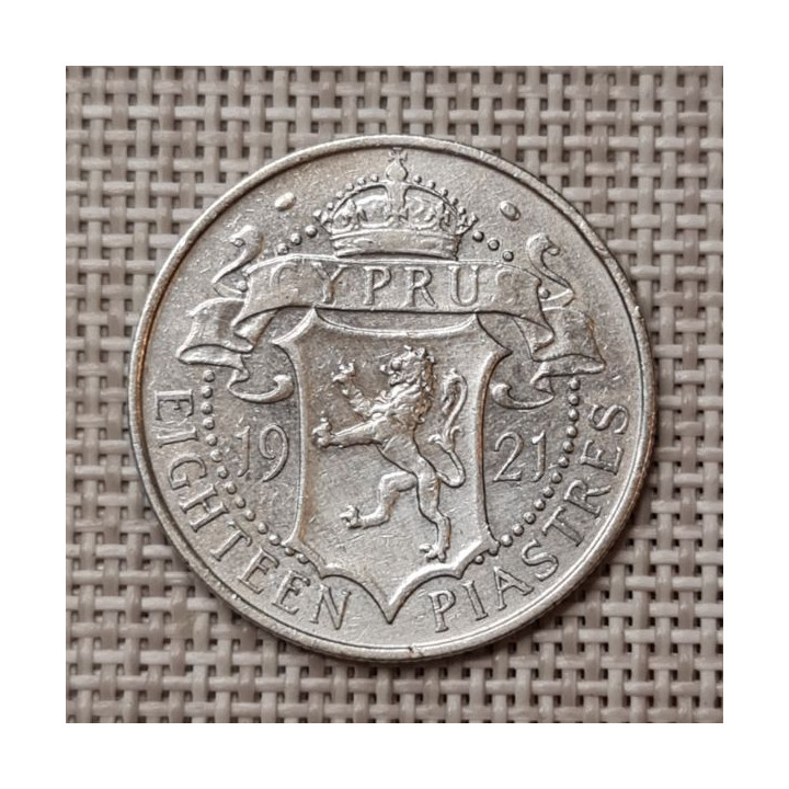 Cyprus 18 Piastres 1921 KM-14 VF/XF