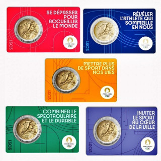 France 2 Euro 2021 "Olympic Games" BU (5 x Coin Cards)