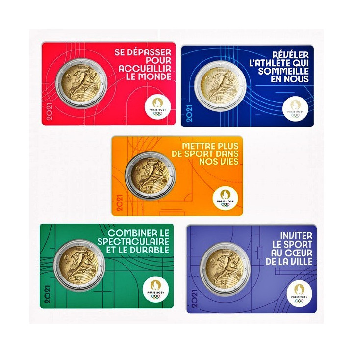 France 2 Euro 2021 "Olympic Games" BU (5 x Coin Cards)