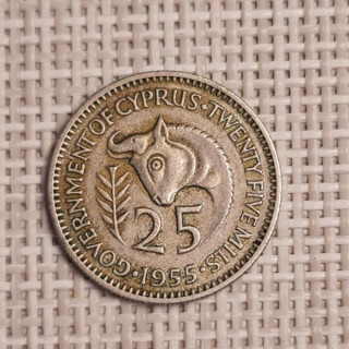 Cyprus 25 Mils 1955 KM-35 VF