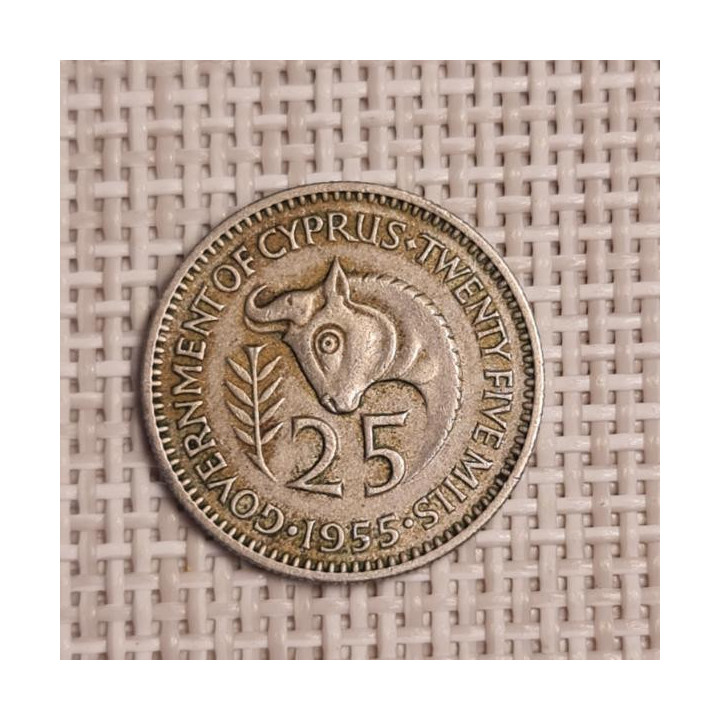 Cyprus 25 Mils 1955 KM-35 VF