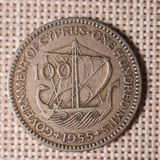 Cyprus 100 Mils 1955 KM-37 VF