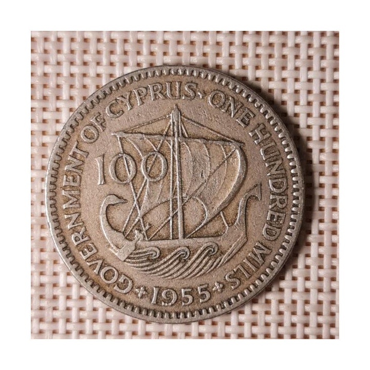 Cyprus 100 Mils 1955 KM-37 VF