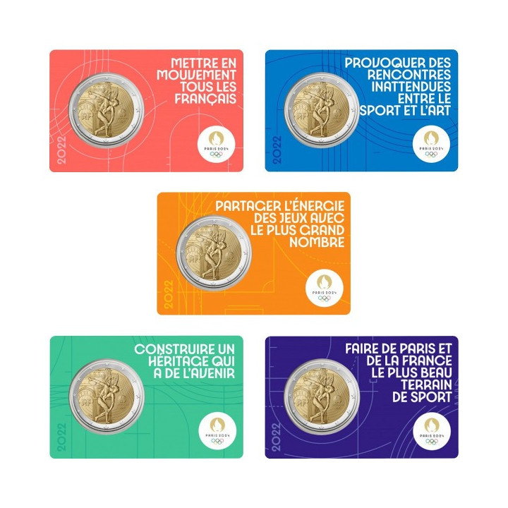France 2 Euro 2022 "Olympic Games" BU (5 x Coin Cards)