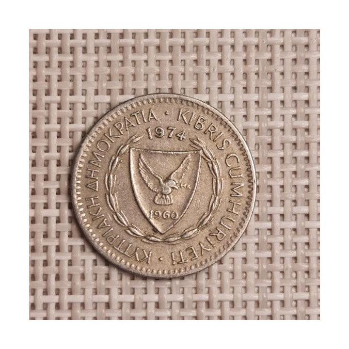 Cyprus 25 Mils 1974 KM-40 VF
