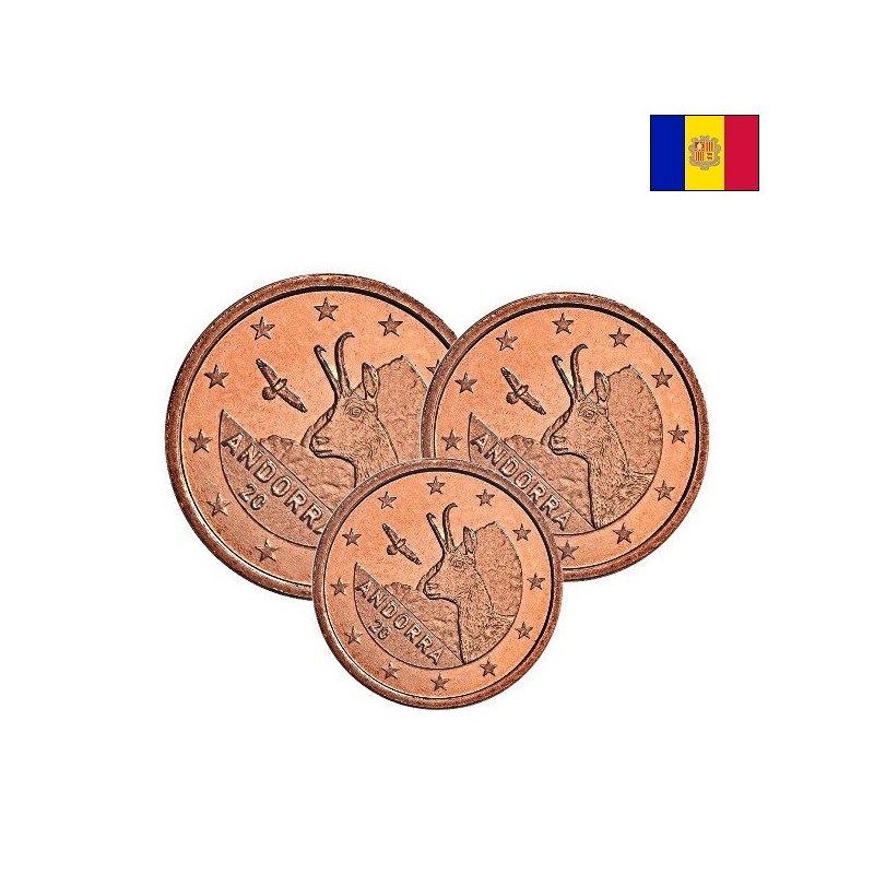 Andorra 1, 2, 5 Euro Cents 2017 UNC