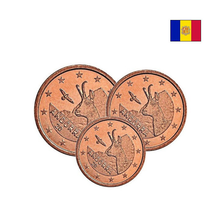 Andorra 1, 2, 5 Euro Cents 2017 UNC
