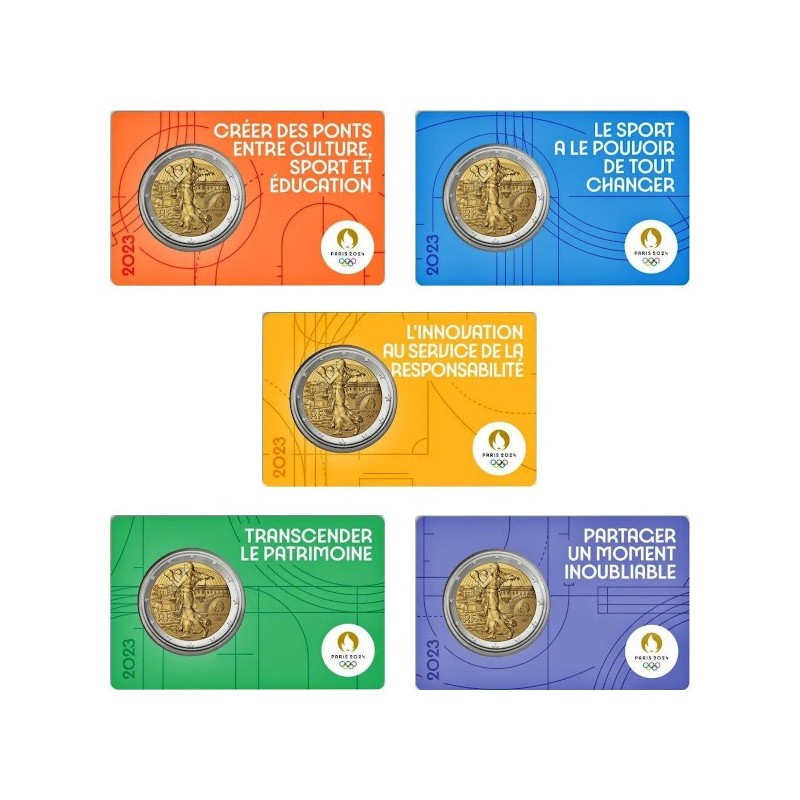 France 2 Euro 2023 "Olympic Games" BU (5 x Coin Cards)