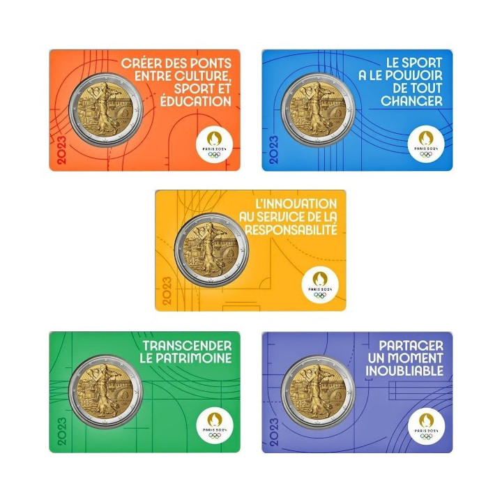 France 2 Euro 2023 "Olympic Games" BU (5 x Coin Cards)