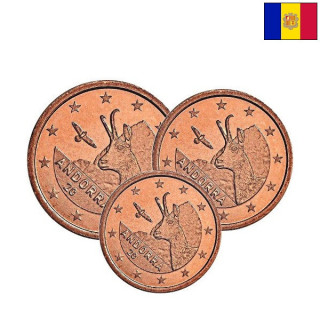 Andorra 1, 2, 5 Euro Cents 2022 UNC