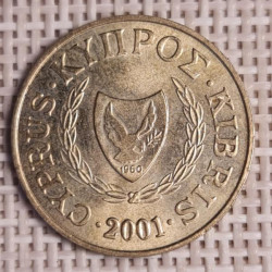 Cyprus 5 Cents 2001 KM-55.3 VF