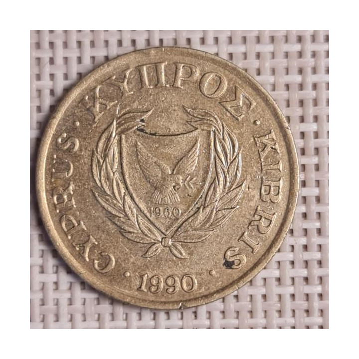Cyprus 10 Cents 1990 KM-56.2 VF