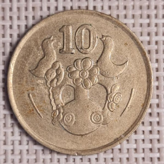 Cyprus 10 Cents 1990 KM-56.2 VF
