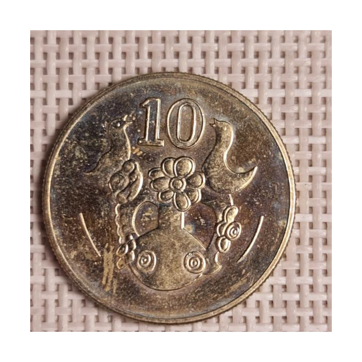 Cyprus 10 Cents 2002 KM-56.3 VF