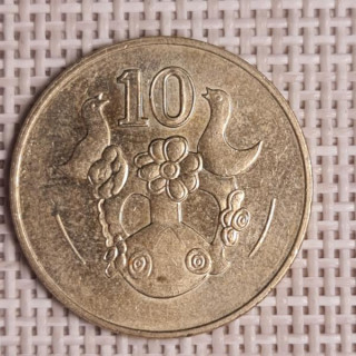 Cyprus 10 Cents 2004 KM-56.3 VF