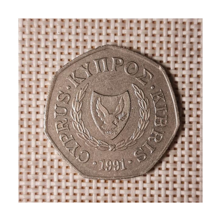 Cyprus 50 Cents 1991 KM-66 VF