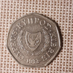 Cyprus 50 Cents 1993 KM-66 VF