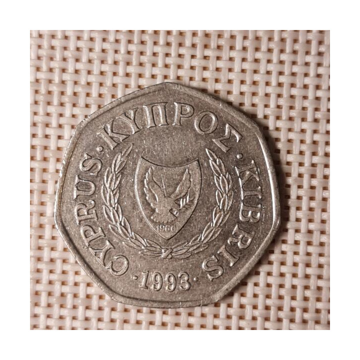 Cyprus 50 Cents 1993 KM-66 VF