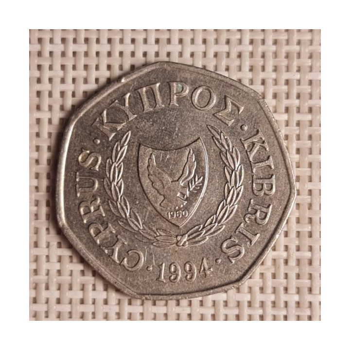 Cyprus 50 Cents 1994 KM-66 VF