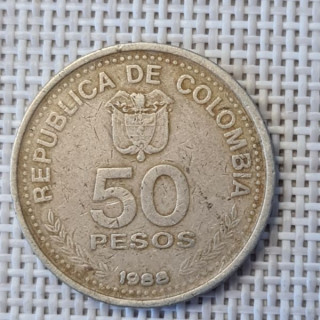Colombia 50 Pesos 1988 KM-272 VF
