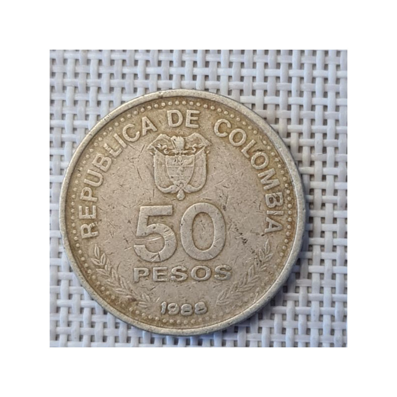 Colombia 50 Pesos 1988 KM-272 VF