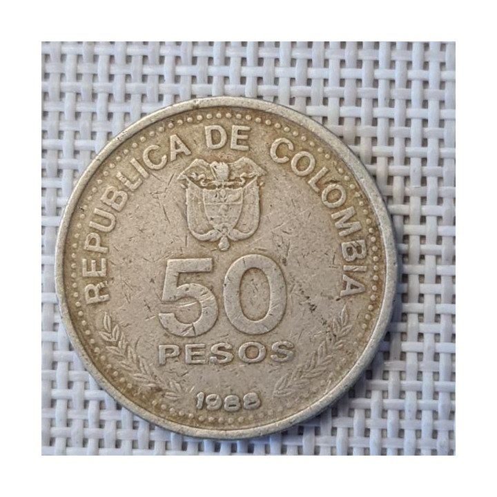 Colombia 50 Pesos 1988 KM-272 VF