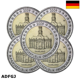 Germany 2 Euro 2009 ADFGJ "Saarland" UNC