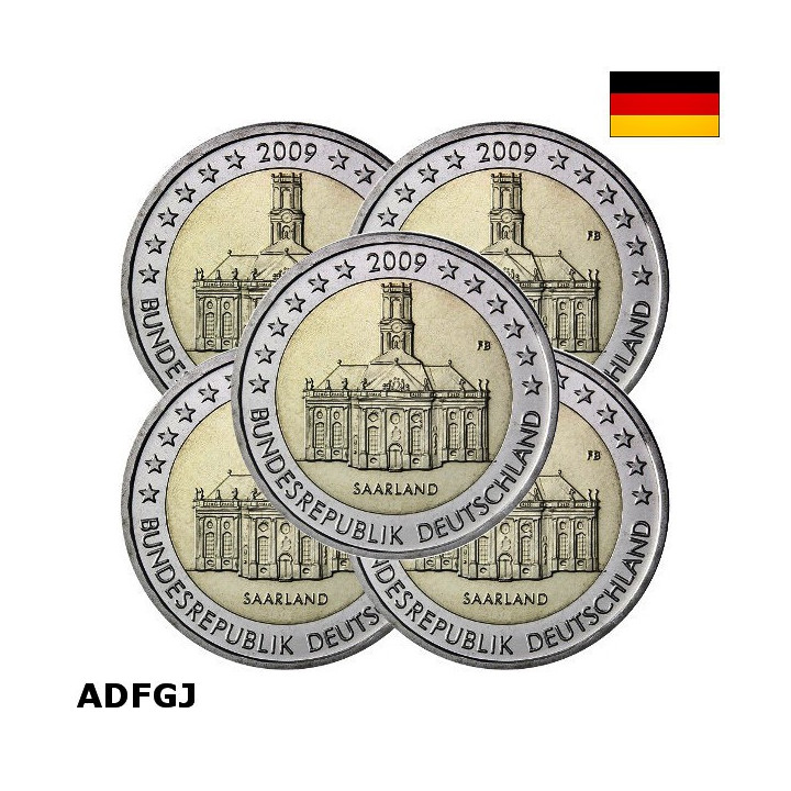 Germany 2 Euro 2009 ADFGJ "Saarland" UNC