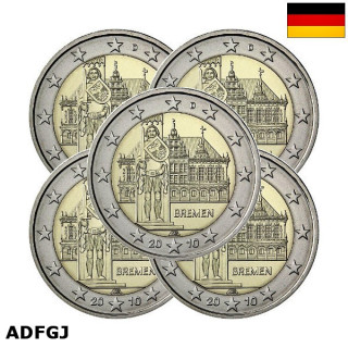 Germany 2 Euro 2010 ADFGJ "Bremen" UNC