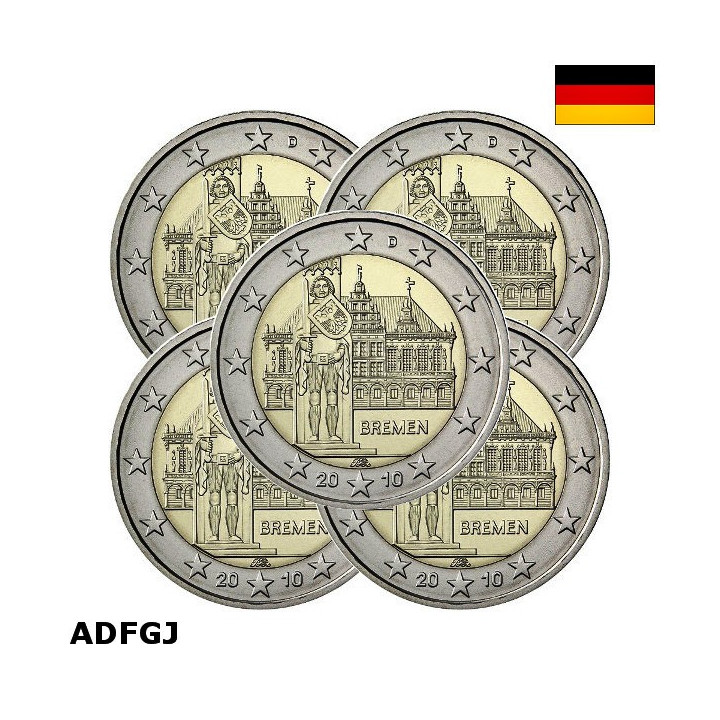 Germany 2 Euro 2010 ADFGJ "Bremen" UNC