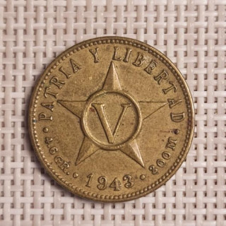 Cuba 5 Centavos 1943 KM-11.3a VF