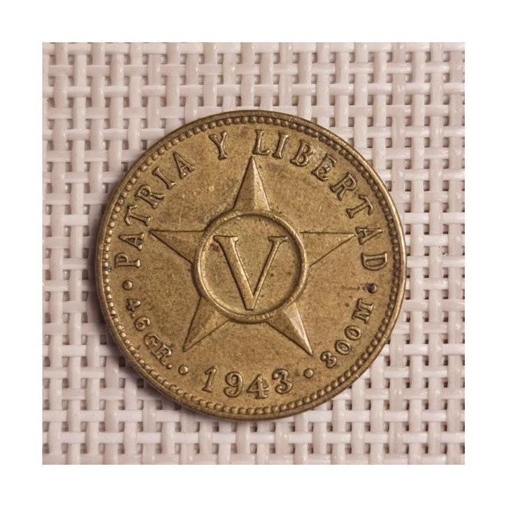 Cuba 5 Centavos 1943 KM-11.3a VF