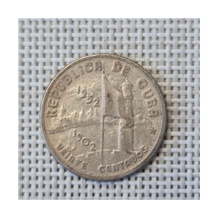 Cuba 20 Centavos 1952 "Cuba" KM-24 VF