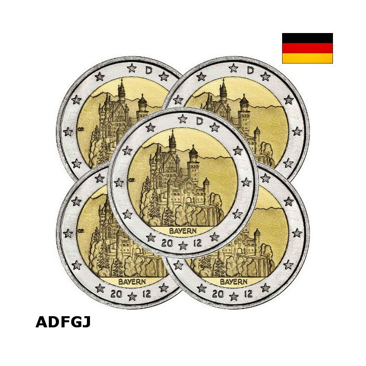 Germany 2 Euro 2012 ADFGJ "Bavaria" UNC