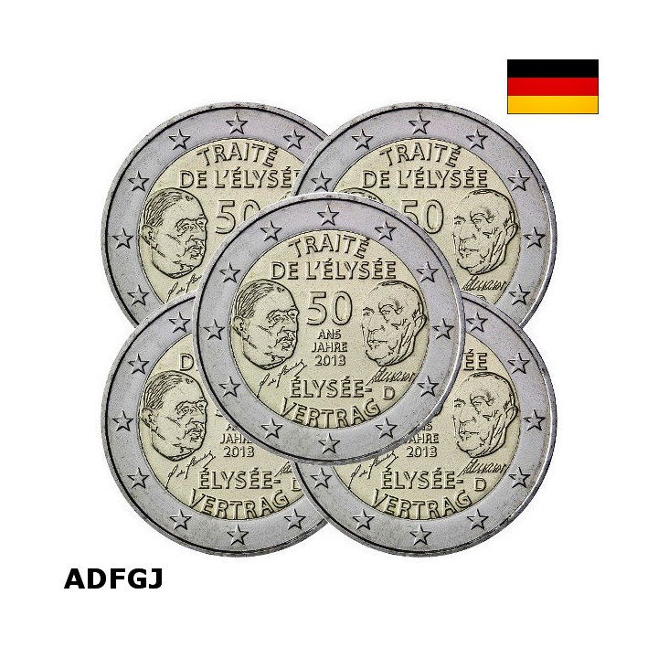 Germany 2 Euro 2013 ADFGJ "Elysée Treaty" UNC
