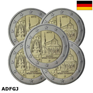 Germany 2 Euro 2013 ADFGJ "Baden" UNC