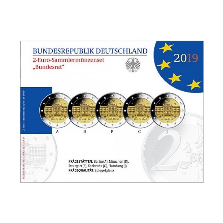 Germany Official 2 Euro Set 2019 Proof