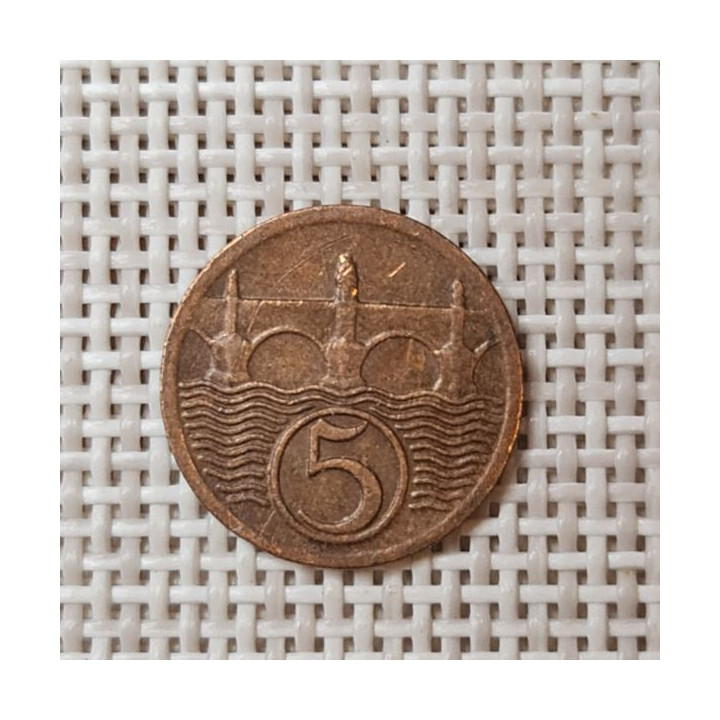 Czechoslovakia 5 Hellers 1927 KM-6 VF